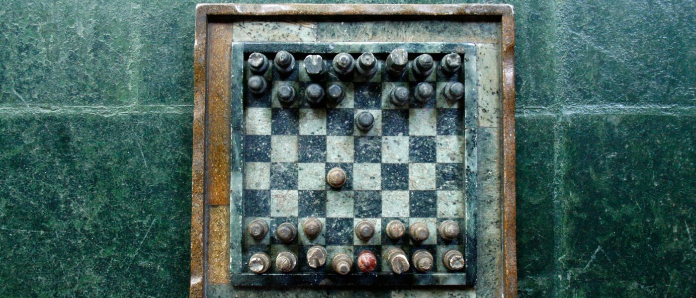 chessboard on green surface
