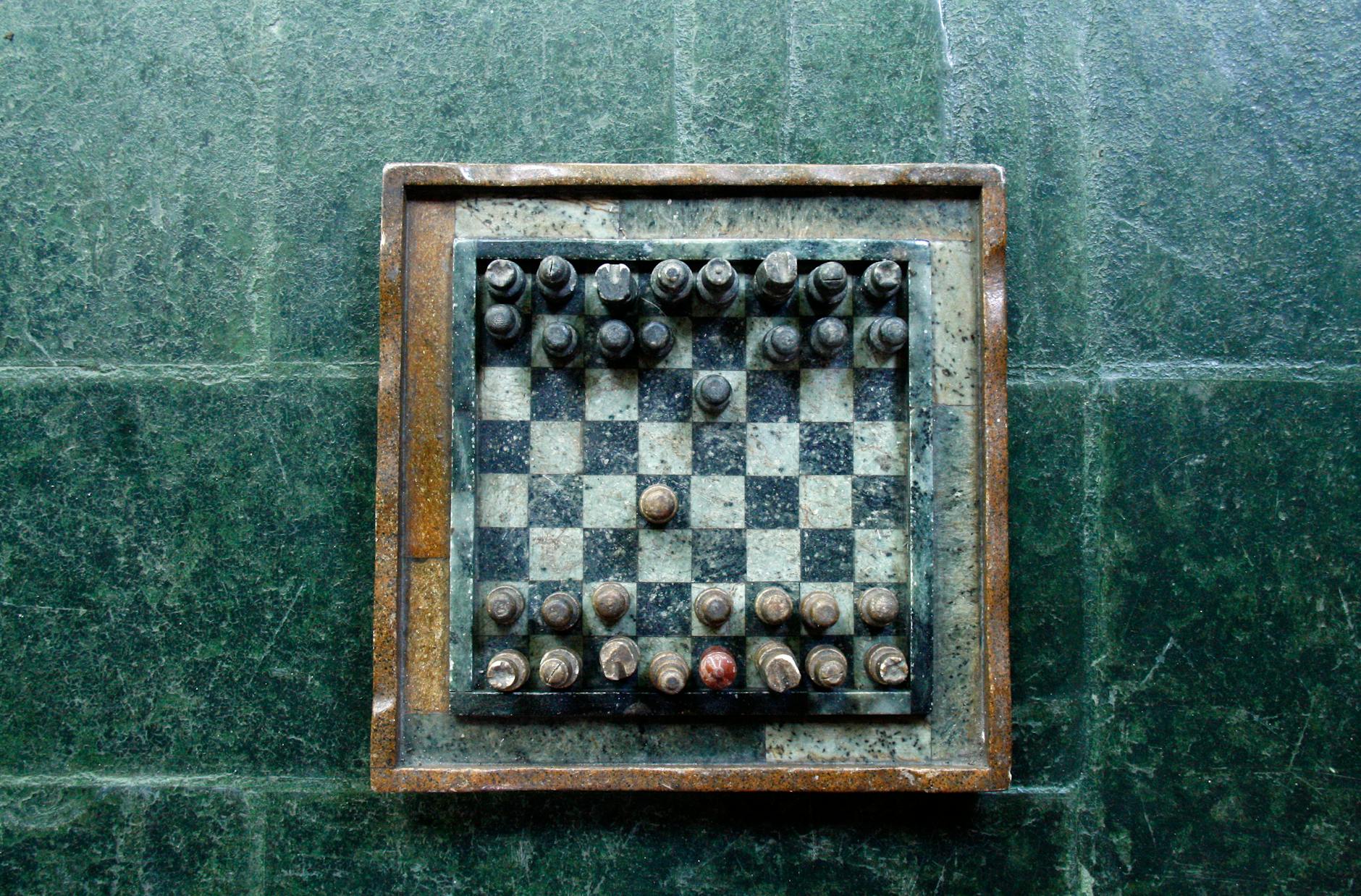 chessboard on green surface